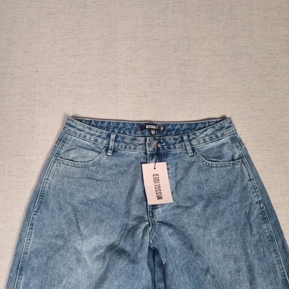 Missguided Light Blue Distressed Wide-Leg Jeans - Picture 4 of 8